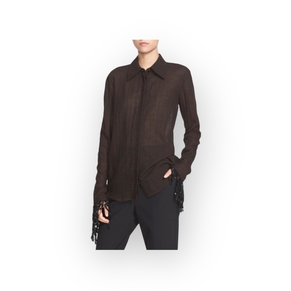 Luxury: Isa Arfen Ready To Wear ꧁ That 90'S Shirt Plaid Wool Sequins ꧂ Hot Choco - Picture 4 of 17